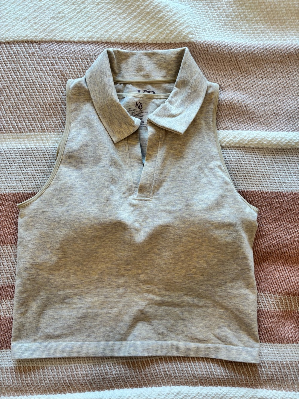 KB Sleeveless Polo Crop Top in Light Heather Gray